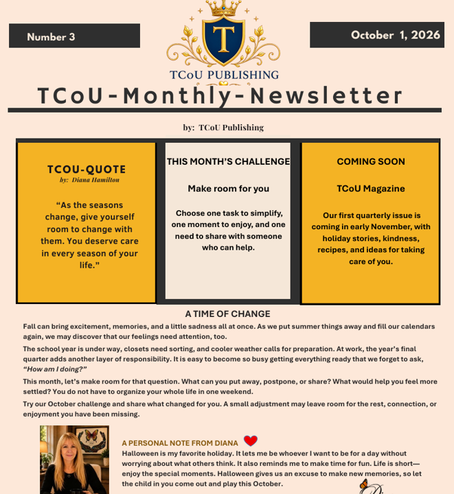 TCoU Newsletter #3 -- October 2026