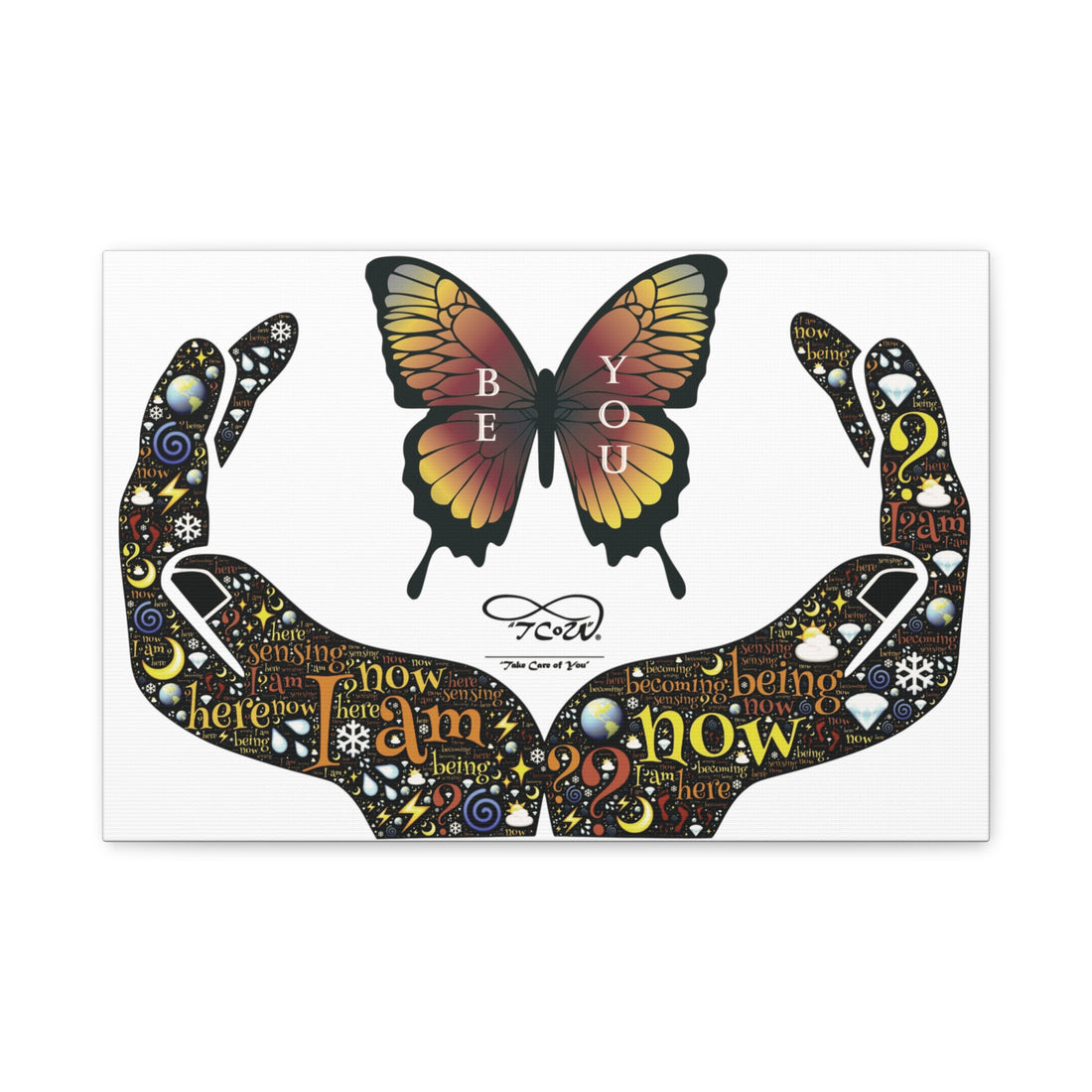 'Be You' -- Butterfly Hands Inspirational Wall Art--Matte Stretched Canvas