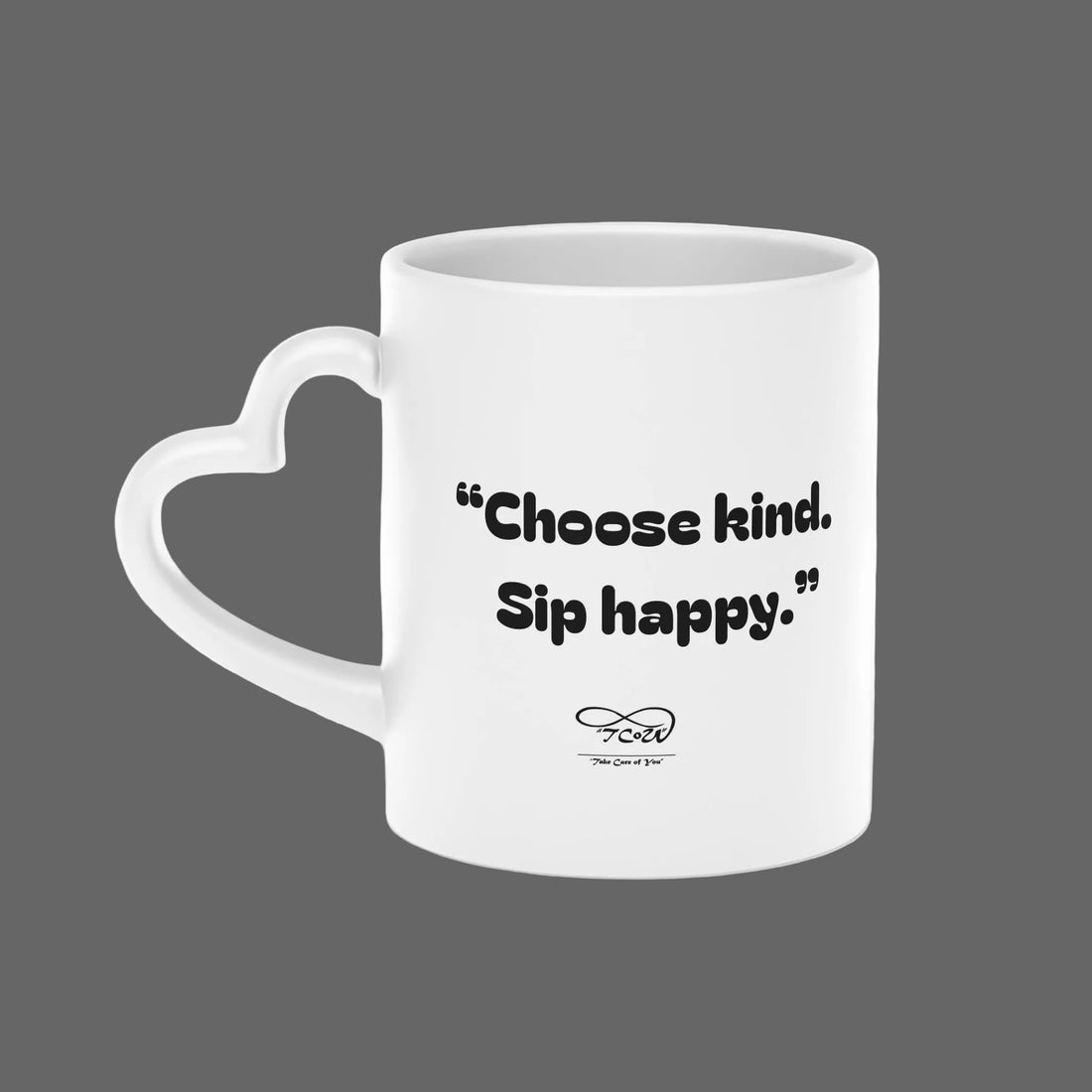 Mug – Heart Handle, Daisy Illustration with TCoU "Choose Kind. Stay Happy." Inspirational Quote