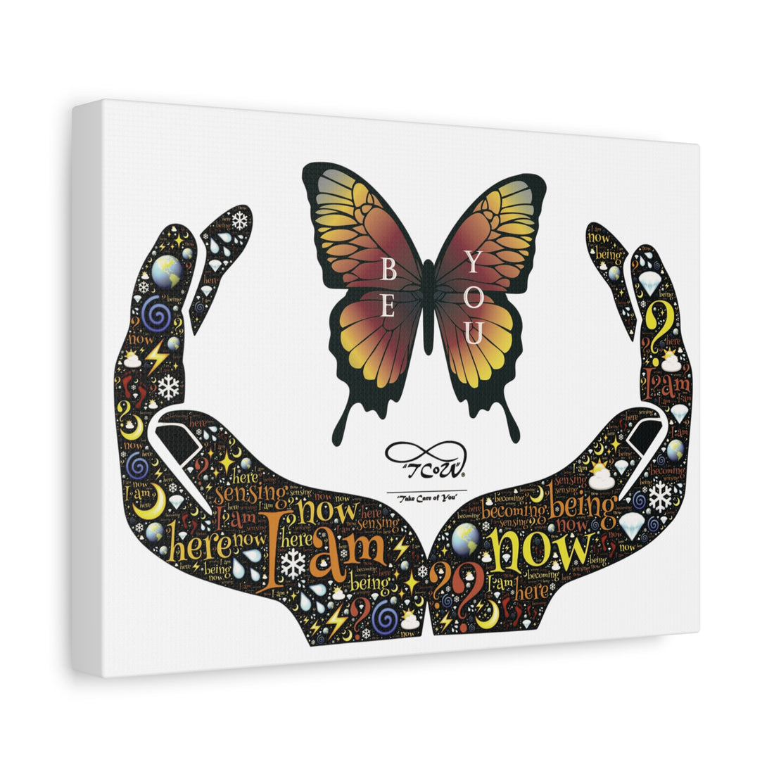 'Be You' -- Butterfly Hands Inspirational Wall Art--Matte Stretched Canvas