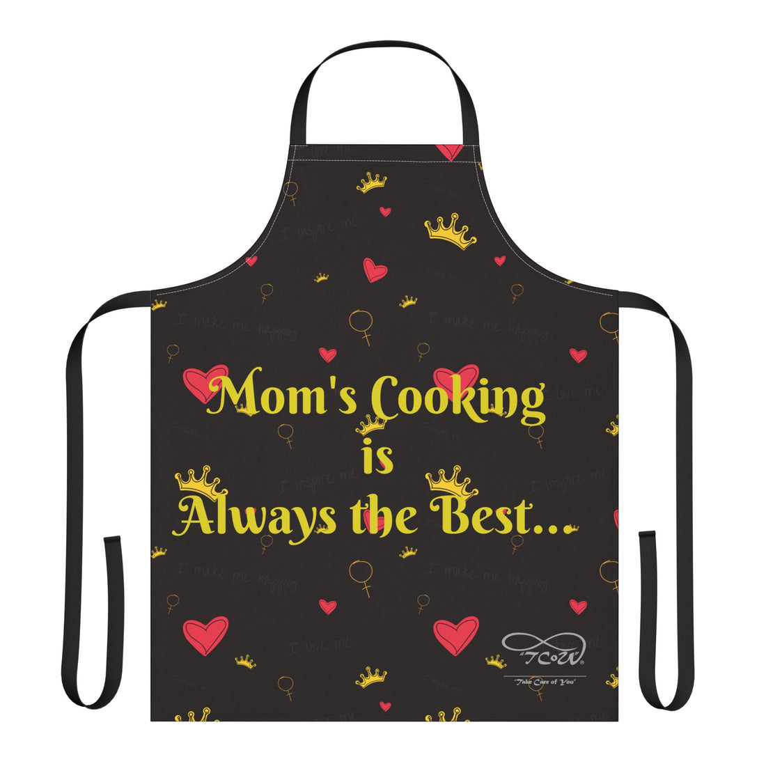 Apron — "Mom's Cooking is Always the Best" Heart & Crown Kitchen Apron--Perfect for Mother's Day, or Mom's Birthday or any Special day.