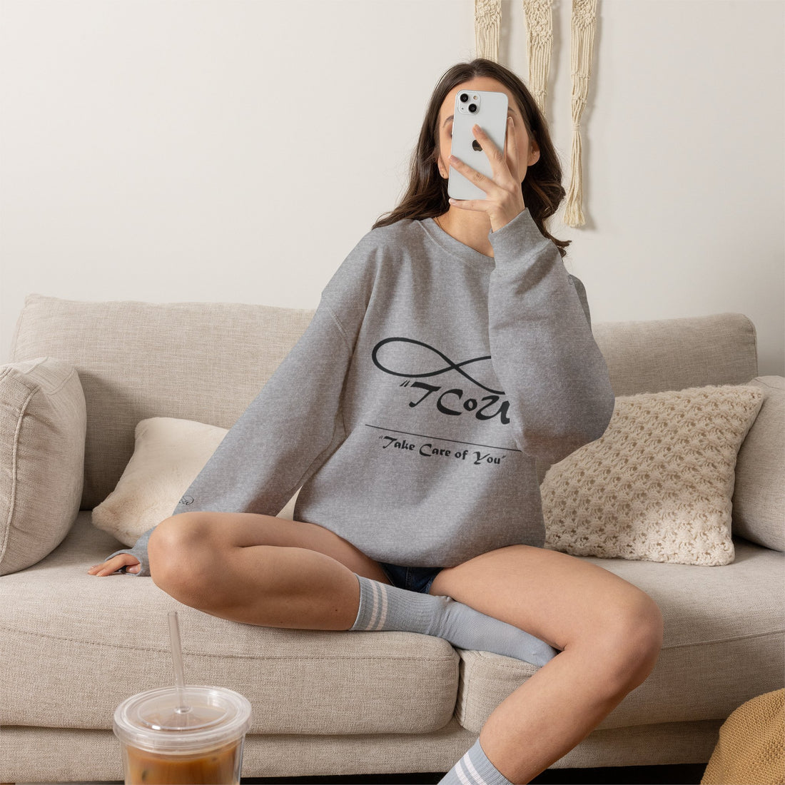 Sweatshirt - Crewneck - "Take Care of You" logo and celebrate you back printed sweatshirt