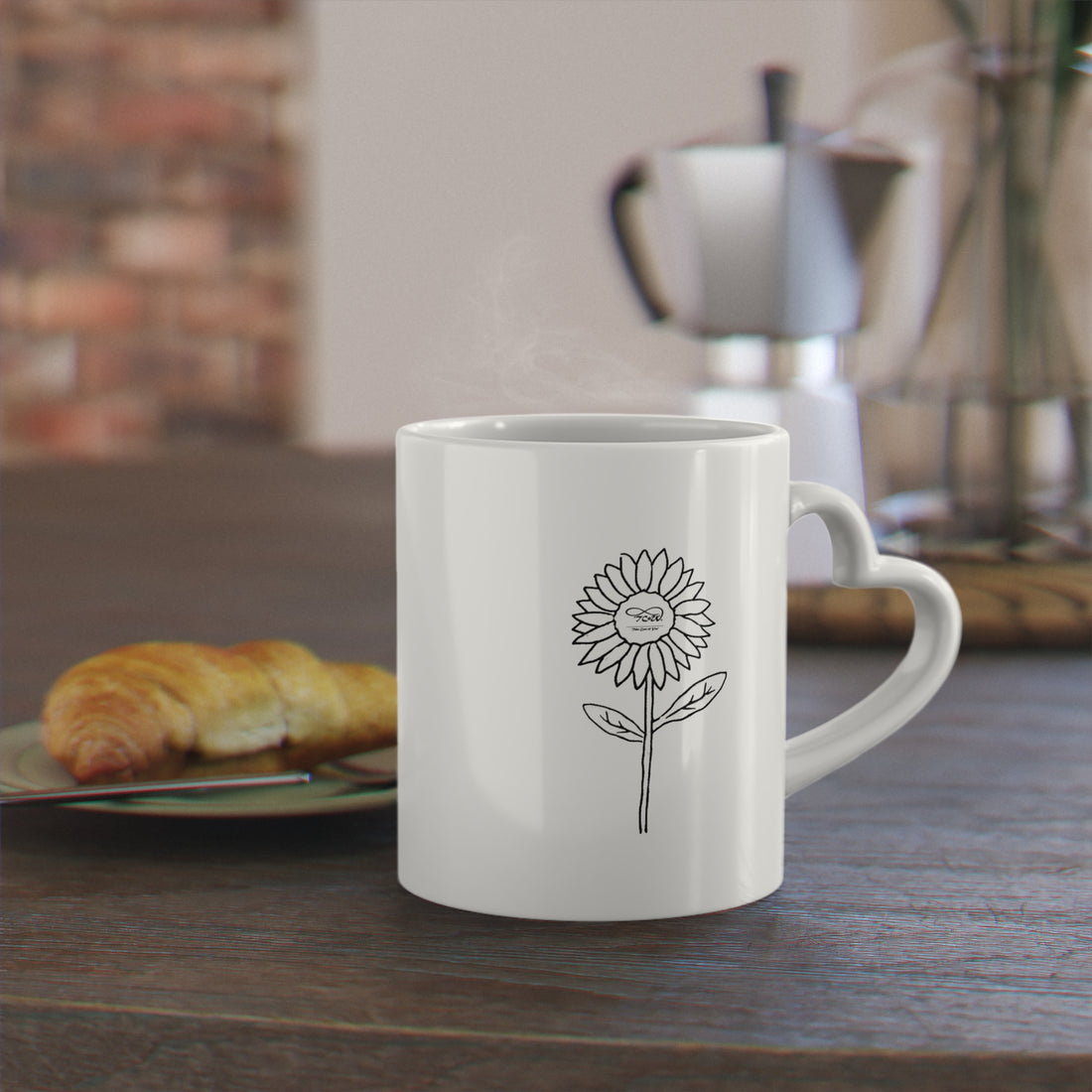 Mug – Heart Handle, Daisy Illustration with TCoU "Choose Kind. Stay Happy." Inspirational Quote