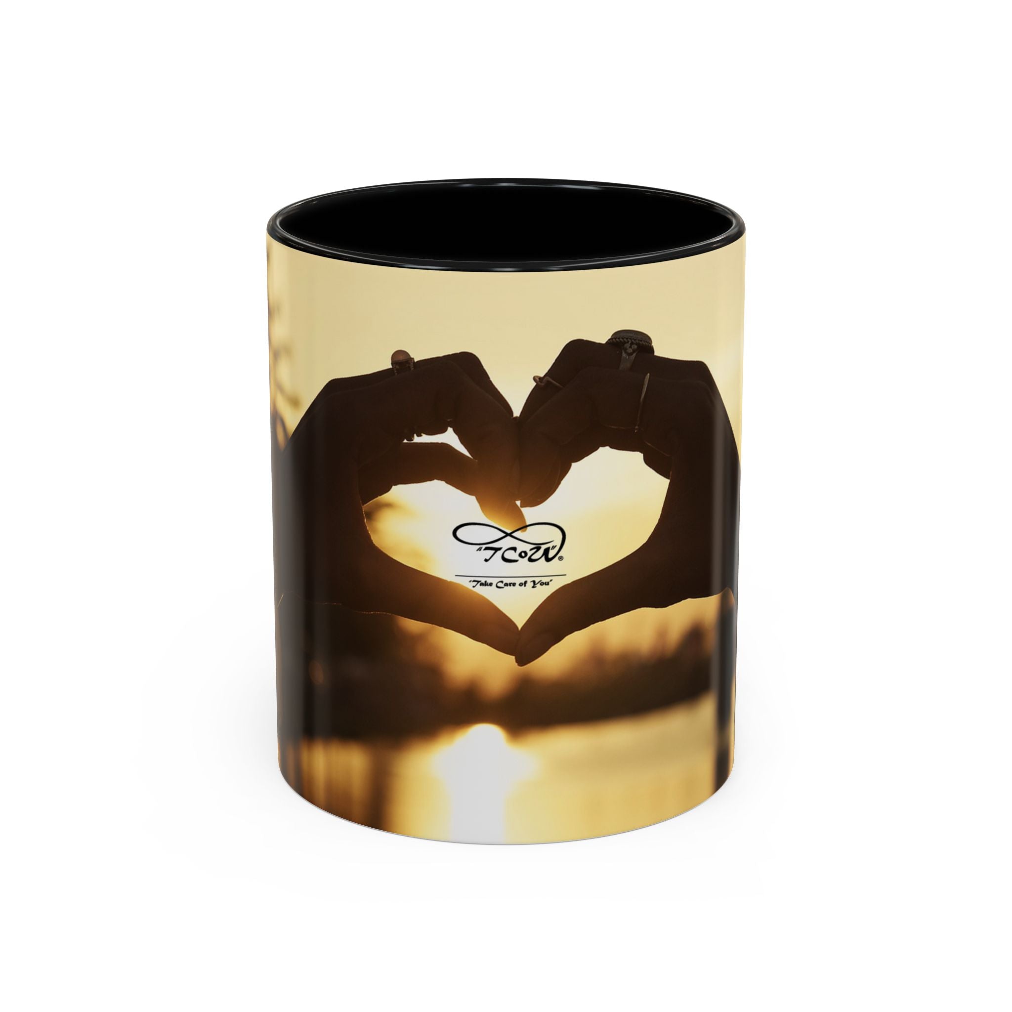 TCoU--Take Care of You -- Love Heart Sunset Accent Coffee Mug