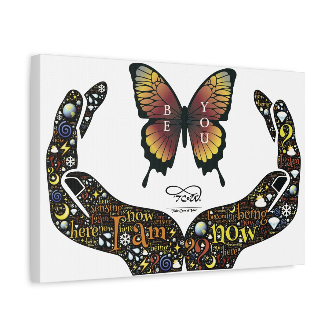 'Be You' -- Butterfly Hands Inspirational Wall Art--Matte Stretched Canvas