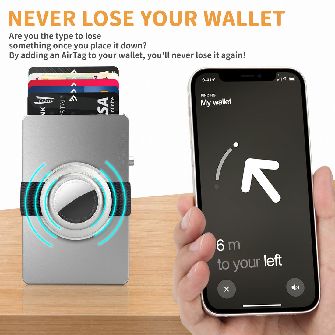 RFID Wallet -- All-Aluminum Pop-Up Slide RFID Slim Card Holder Wallet with Airtag Holder (AirTag Not Included)