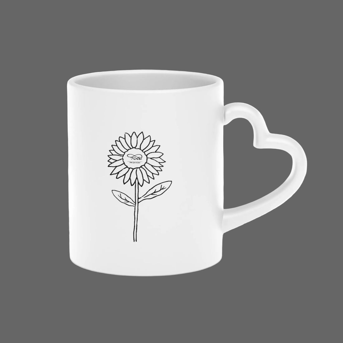 Mug – Heart Handle, Daisy Illustration with TCoU "Choose Kind. Stay Happy." Inspirational Quote