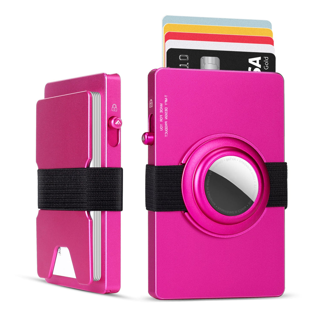 RFID Wallet -- All-Aluminum Pop-Up Slide RFID Slim Card Holder Wallet with Airtag Holder (AirTag Not Included)