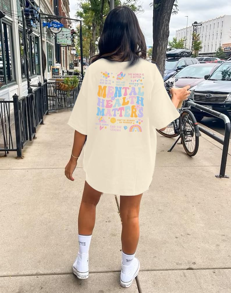 Mental Health Matters T-Shirt, Women, Be Kind to Your Mind. Tshirt Inspirational, Short Sleeve Top, TCoU Recommendations from Amazon Products