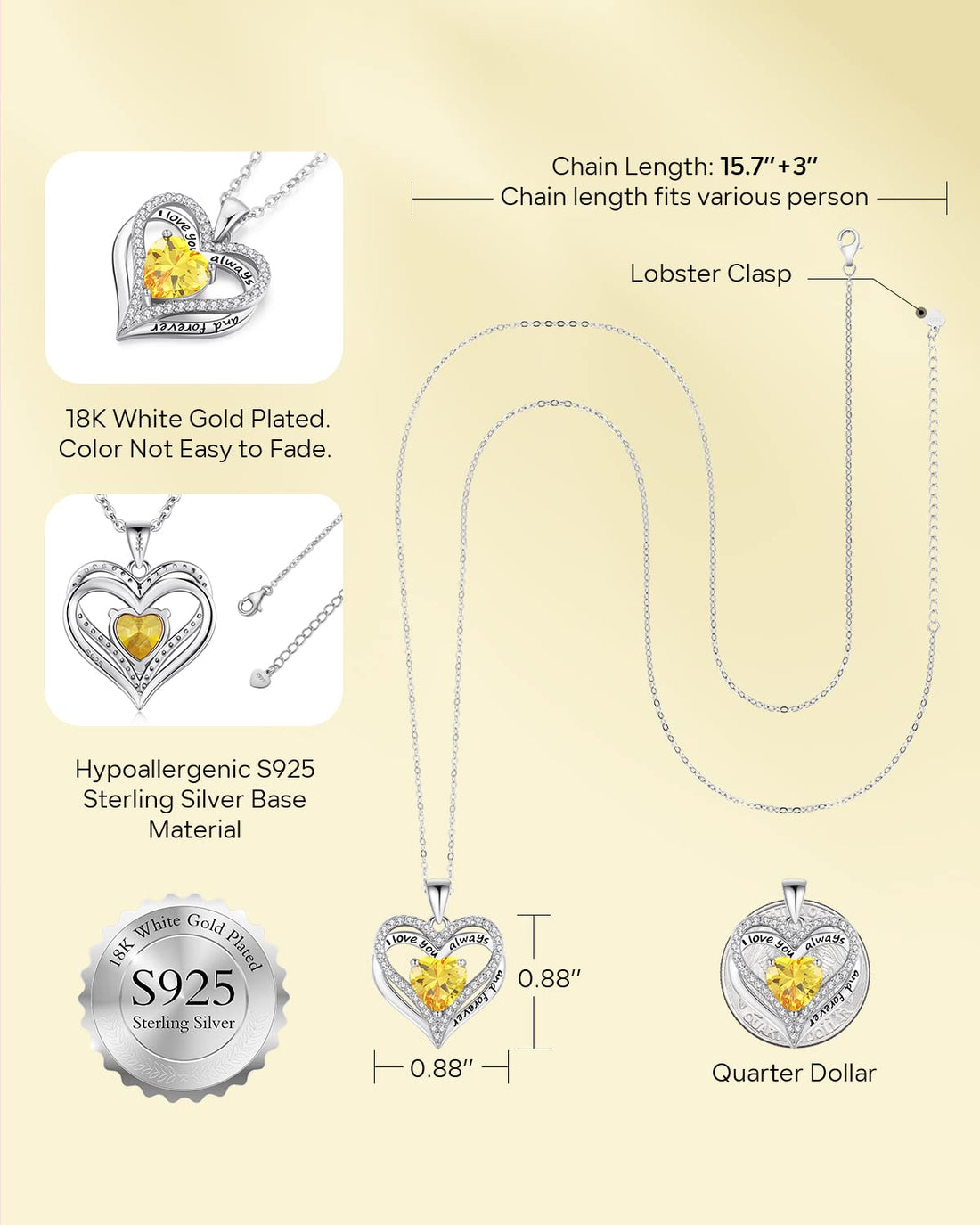 Always & Forever--I Love you Heart Necklace--S925 Sterling Silver Necklace for Women, TCoU Recommendations from Amazon Products