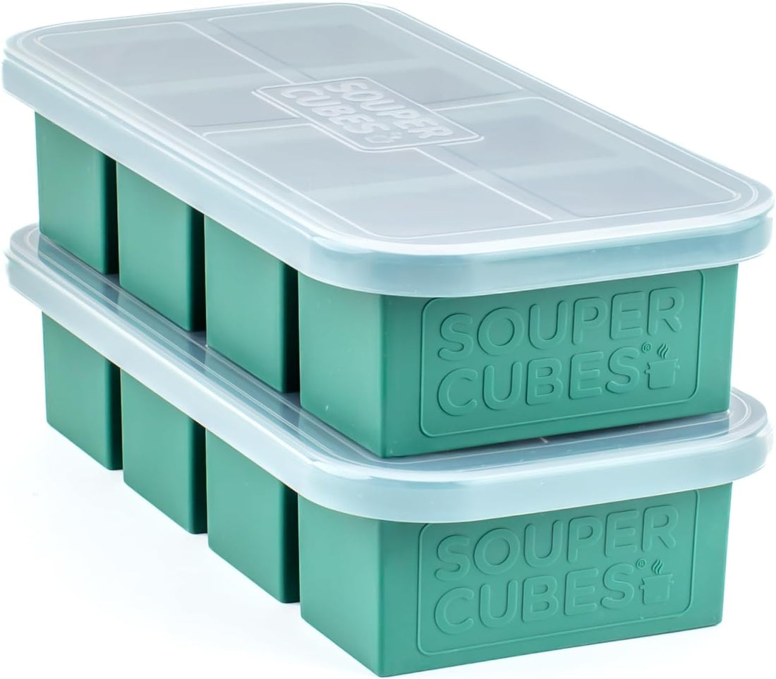 x-Amazon Best Finds - Kitchen -- Souper Cubes 1 Cup Silicone Freezer Molds with Lids, Aqua, 2-Pack