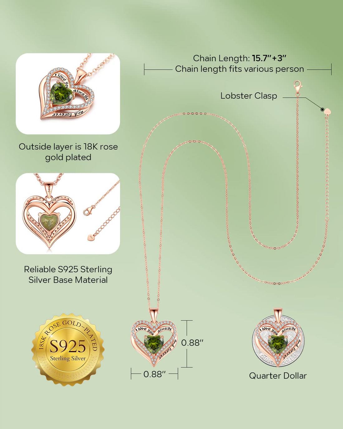 Always & Forever--I Love you Heart Necklace--S925 Sterling Silver Necklace for Women, TCoU Recommendations from Amazon Products