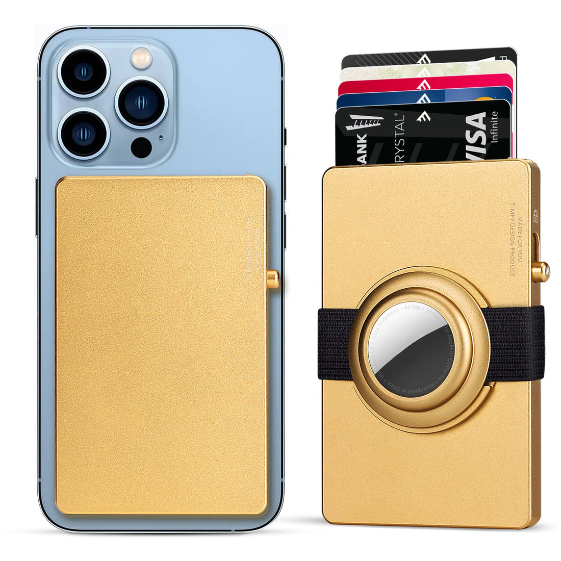 RFID Wallet -- All-Aluminum Pop-Up Slide RFID Slim Card Holder Wallet with Airtag Holder (AirTag Not Included)