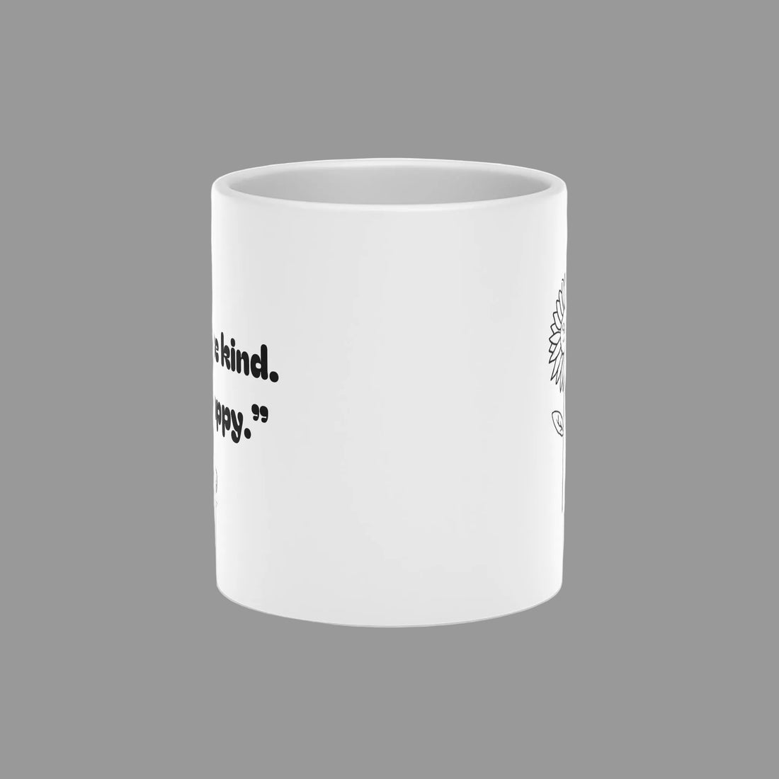 Mug – Heart Handle, Daisy Illustration with TCoU "Choose Kind. Stay Happy." Inspirational Quote