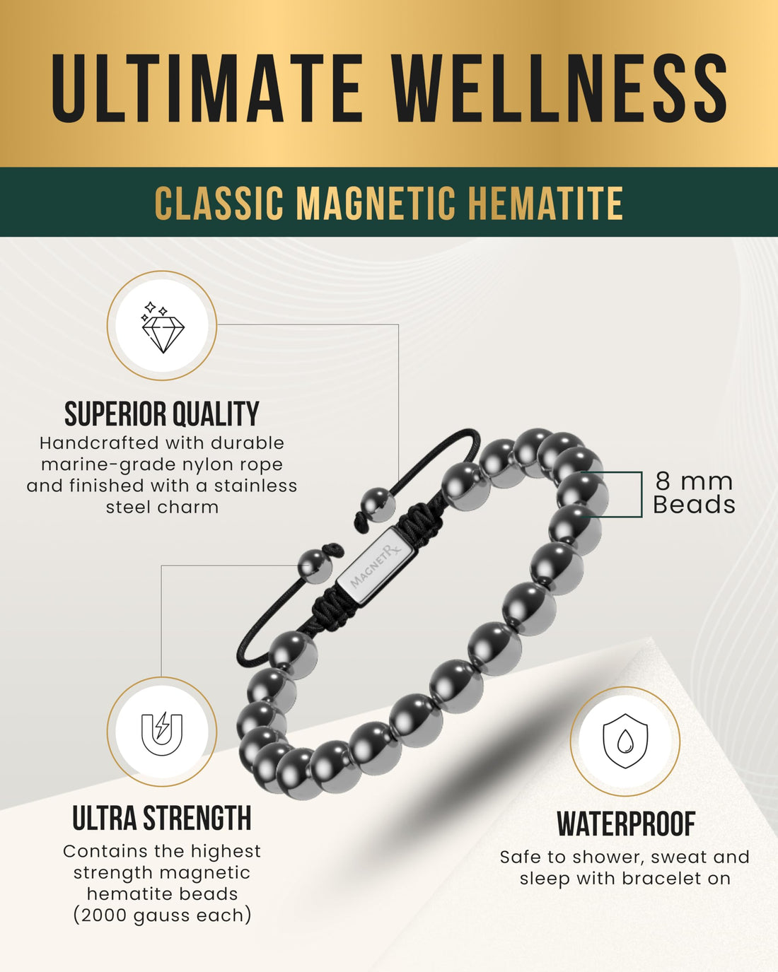 Copper Jewelry--MagnetRX® Magnetic Bracelets for Men & Women – MAX Strength Magnetic Hematite & Copper Bracelet with 8mm Solid Copper Beads (Double Copper), TCoU Recommendations from Amazon Products