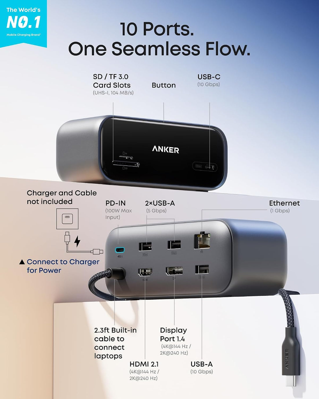 x-Amazon Best Finds - Electronics -Anker USB C Hub, Smart Display Hub, Dual Monitor USB-C Hub,No Charger