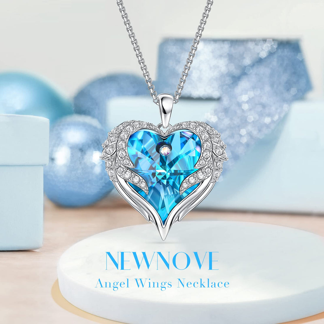 Heart Shaped Necklace--NEWNOVE Preserved Real Purple Rose with Angle Wings Necklace, Valentines Day Flowers Gifts for Mom Grandma Wife Girlfriend, I Love You Gifts for Her, Anniversary or Birthday Gifts for Women, TCoU Recommendations from Amazon Products