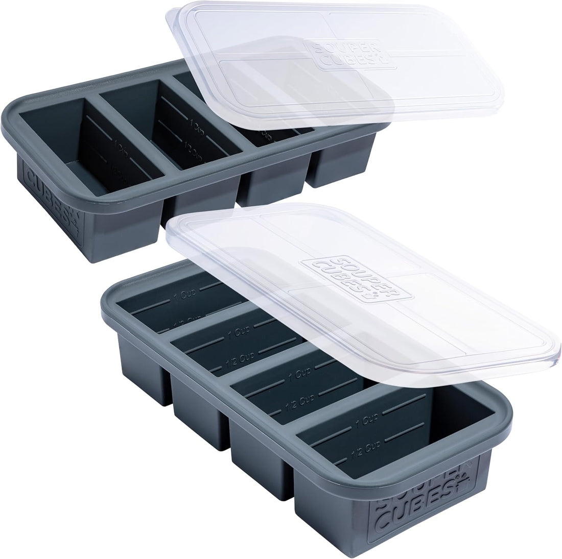x-Amazon Best Finds - Kitchen -- Souper Cubes 1 Cup Silicone Freezer Molds with Lids, Aqua, 2-Pack