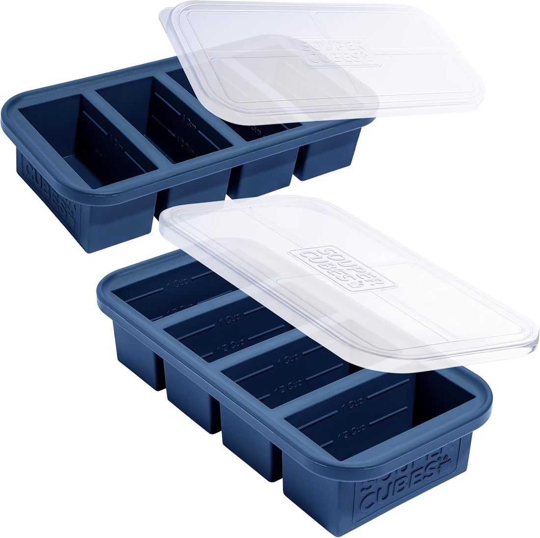 x-Amazon Best Finds - Kitchen -- Souper Cubes 1 Cup Silicone Freezer Molds with Lids, Aqua, 2-Pack