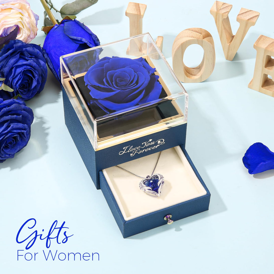 Heart Shaped Necklace--NEWNOVE Preserved Real Purple Rose with Angle Wings Necklace, Valentines Day Flowers Gifts for Mom Grandma Wife Girlfriend, I Love You Gifts for Her, Anniversary or Birthday Gifts for Women, TCoU Recommendations from Amazon Products