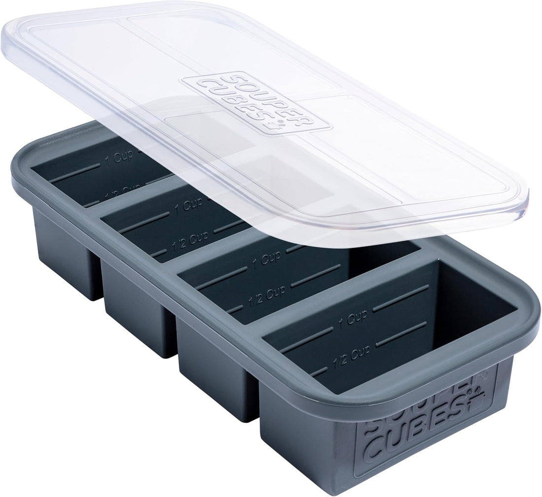 x-Amazon Best Finds - Kitchen -- Souper Cubes 1 Cup Silicone Freezer Molds with Lids, Aqua, 2-Pack