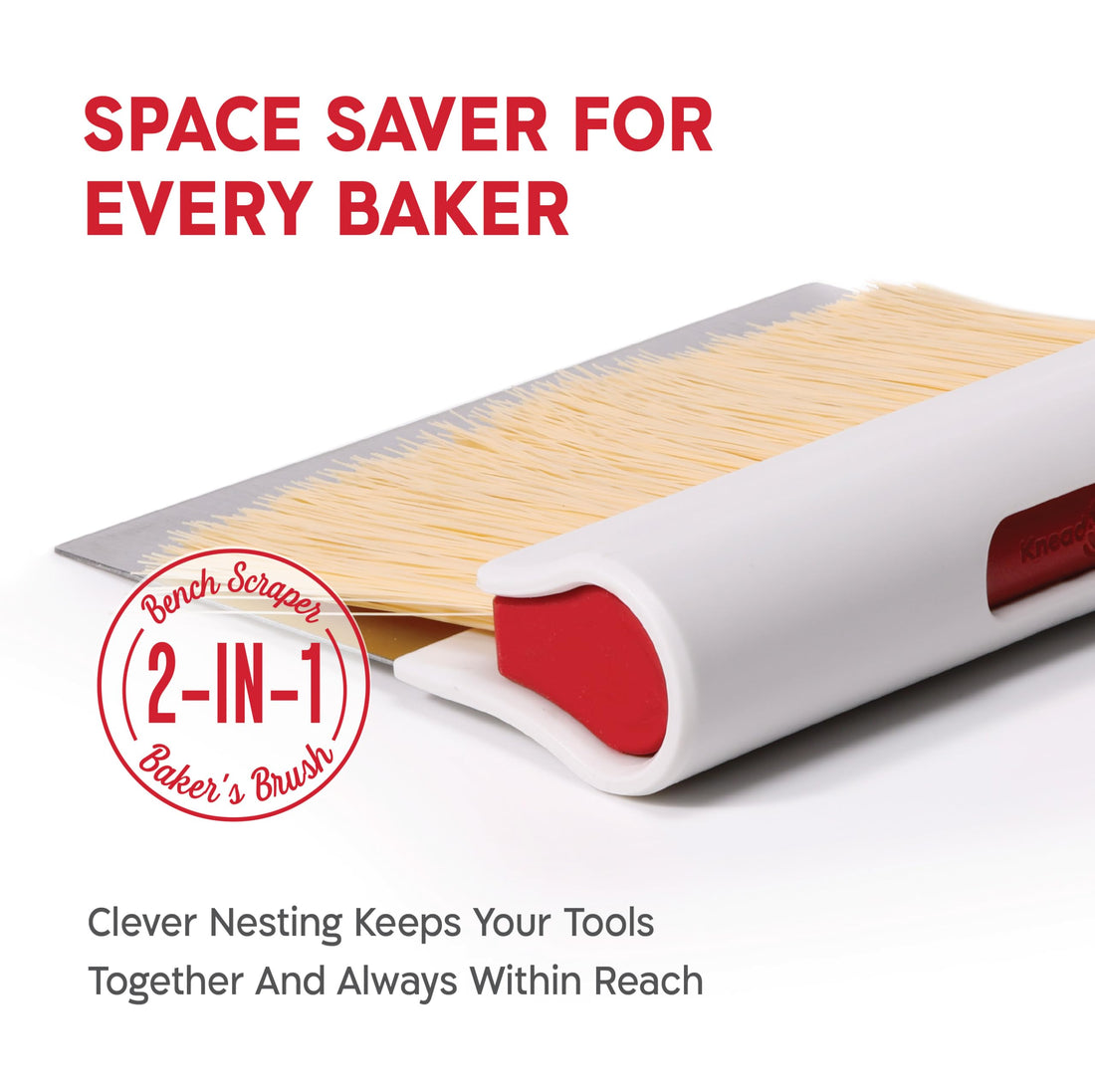 Dough Scraper & Baker’s Brush Set from KneadAce . Stainless Steel Bench Scraper & Flour Cleaning Brush. Kitchen Tool for Pastry, Sourdough and Baking Prep Bread Dough Cutter, Gift For Bakers (White/Red), TCoU Recommendations from Amazon Products
