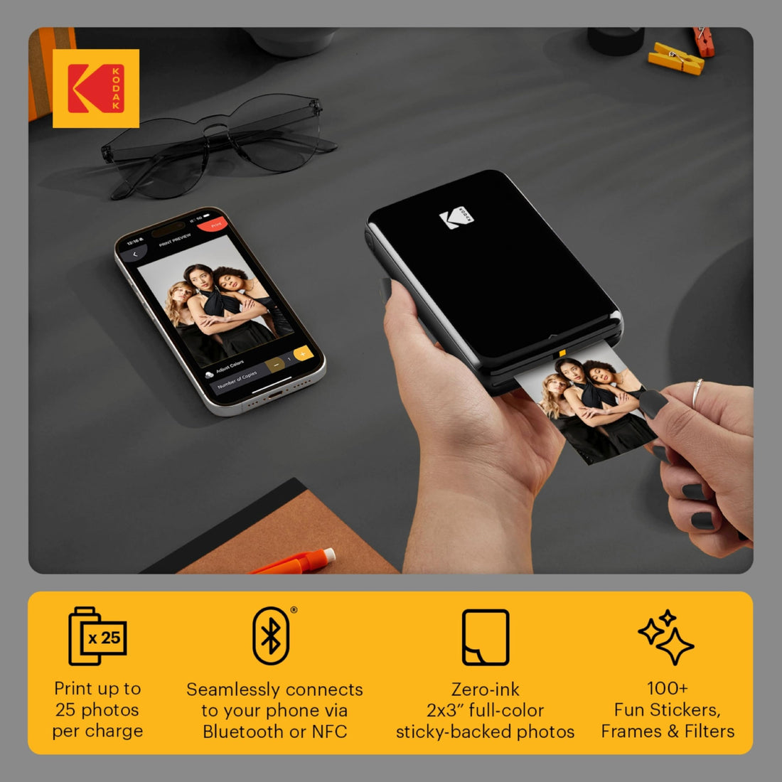 x-Amazon Best Finds - Gifts-electronics -- KODAK Step Instant Photo Printer, Zink 2x3” Color Sticky-Back Photos, Bluetooth Compatible with iOS & Android Devices, Editing App, Blue