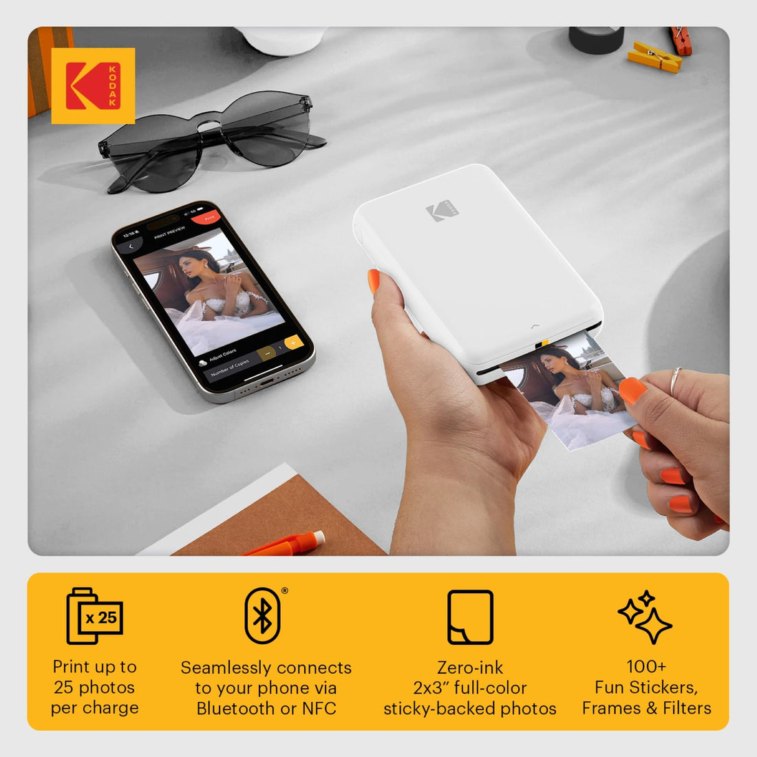 x-Amazon Best Finds - Gifts-electronics -- KODAK Step Instant Photo Printer, Zink 2x3” Color Sticky-Back Photos, Bluetooth Compatible with iOS & Android Devices, Editing App, Blue
