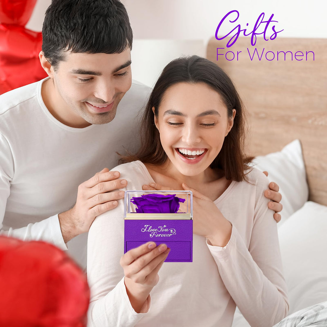 Heart Shaped Necklace--NEWNOVE Preserved Real Purple Rose with Angle Wings Necklace, Valentines Day Flowers Gifts for Mom Grandma Wife Girlfriend, I Love You Gifts for Her, Anniversary or Birthday Gifts for Women, TCoU Recommendations from Amazon Products