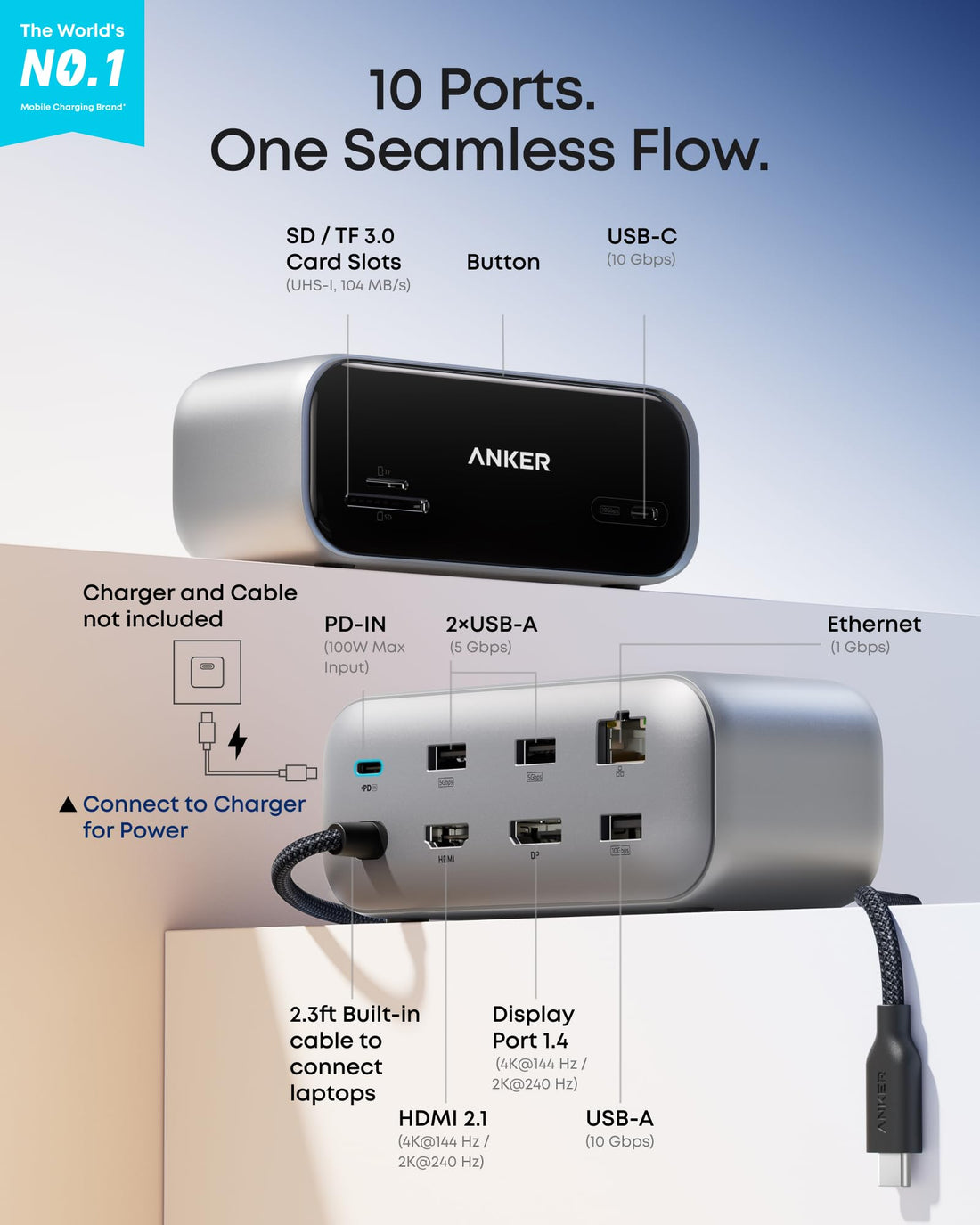 x-Amazon Best Finds - Electronics -Anker USB C Hub, Smart Display Hub, Dual Monitor USB-C Hub,No Charger