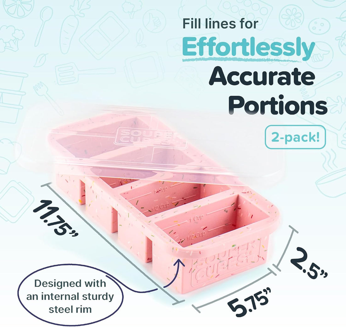 x-Amazon Best Finds - Kitchen -- Souper Cubes 1 Cup Silicone Freezer Molds with Lids, Aqua, 2-Pack