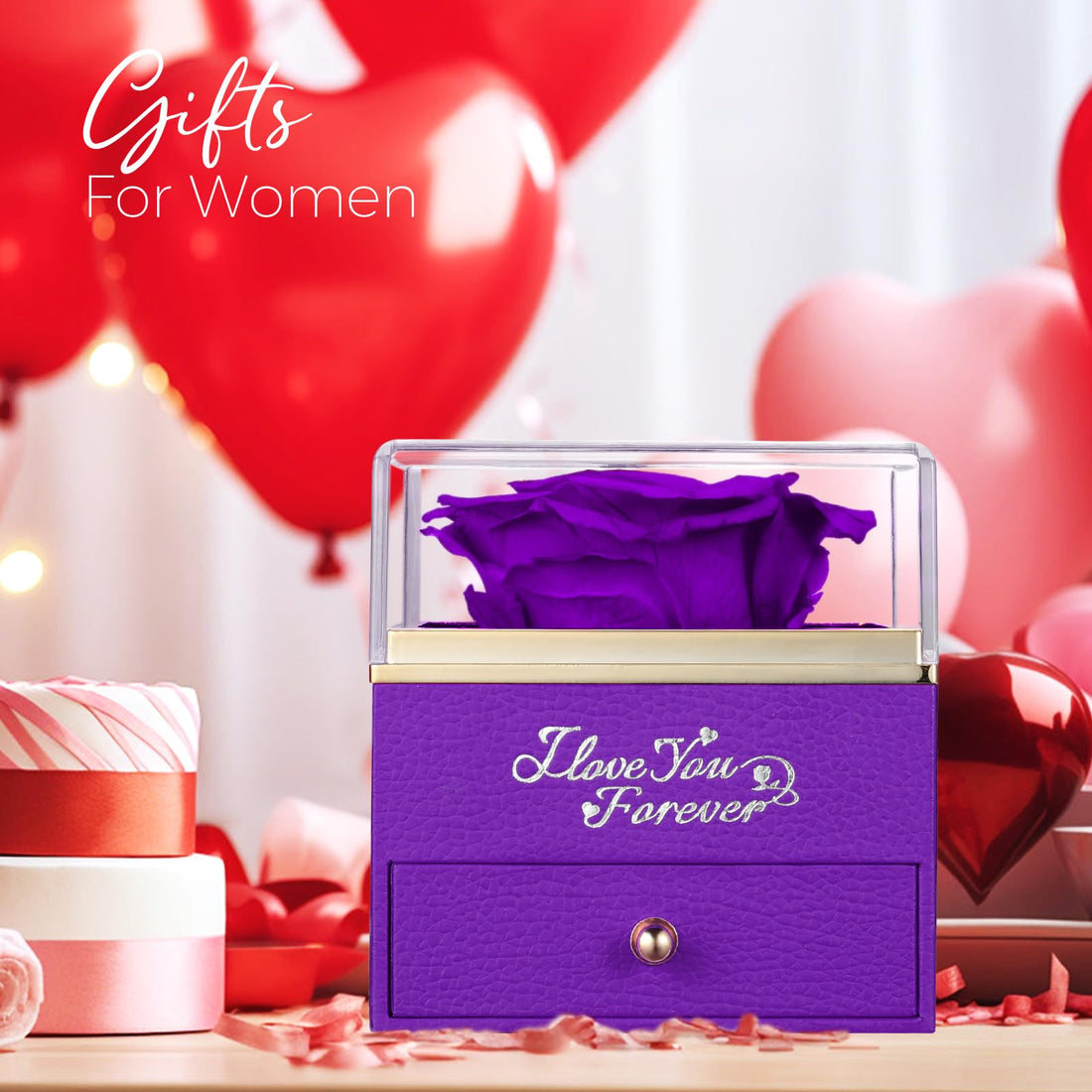 Heart Shaped Necklace--NEWNOVE Preserved Real Purple Rose with Angle Wings Necklace, Valentines Day Flowers Gifts for Mom Grandma Wife Girlfriend, I Love You Gifts for Her, Anniversary or Birthday Gifts for Women, TCoU Recommendations from Amazon Products