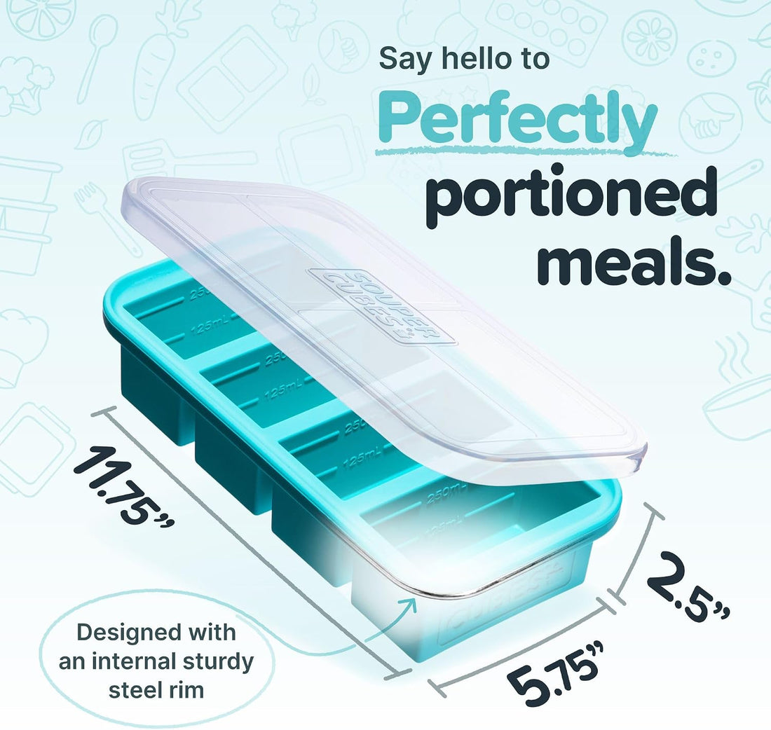 x-Amazon Best Finds - Kitchen -- Souper Cubes 1 Cup Silicone Freezer Molds with Lids, Aqua, 2-Pack