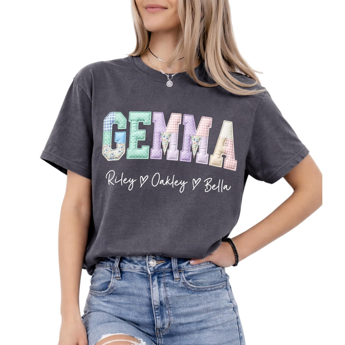 Grandma's -- Mother's Day-Personalized T-shirts--NAZENTI Personalized Gigi Shirt Gifts for Grandma, Custom Grandma Faux Patchwork Shirt with Grandkids Name, TCoU Recommendations from Amazon Products