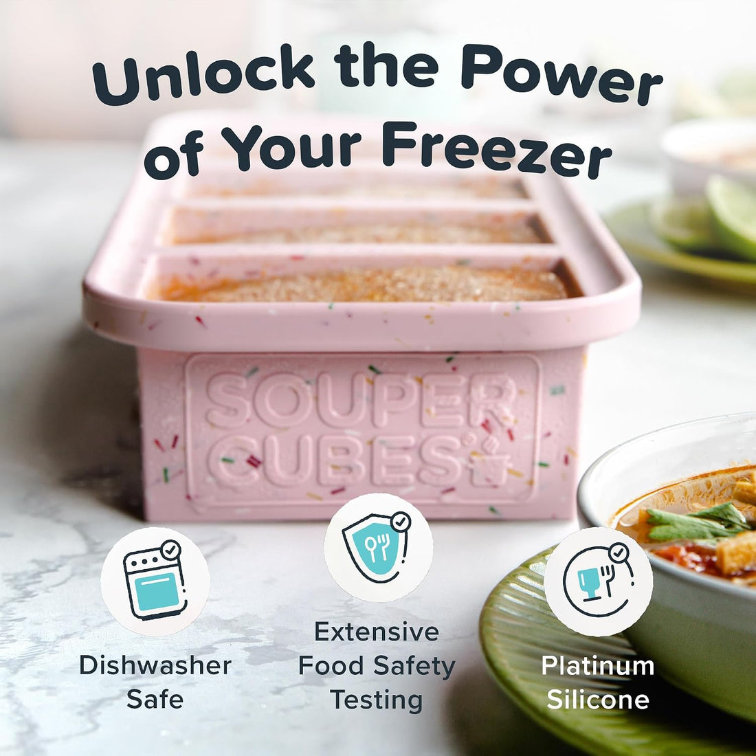 x-Amazon Best Finds - Kitchen -- Souper Cubes 1 Cup Silicone Freezer Molds with Lids, Aqua, 2-Pack