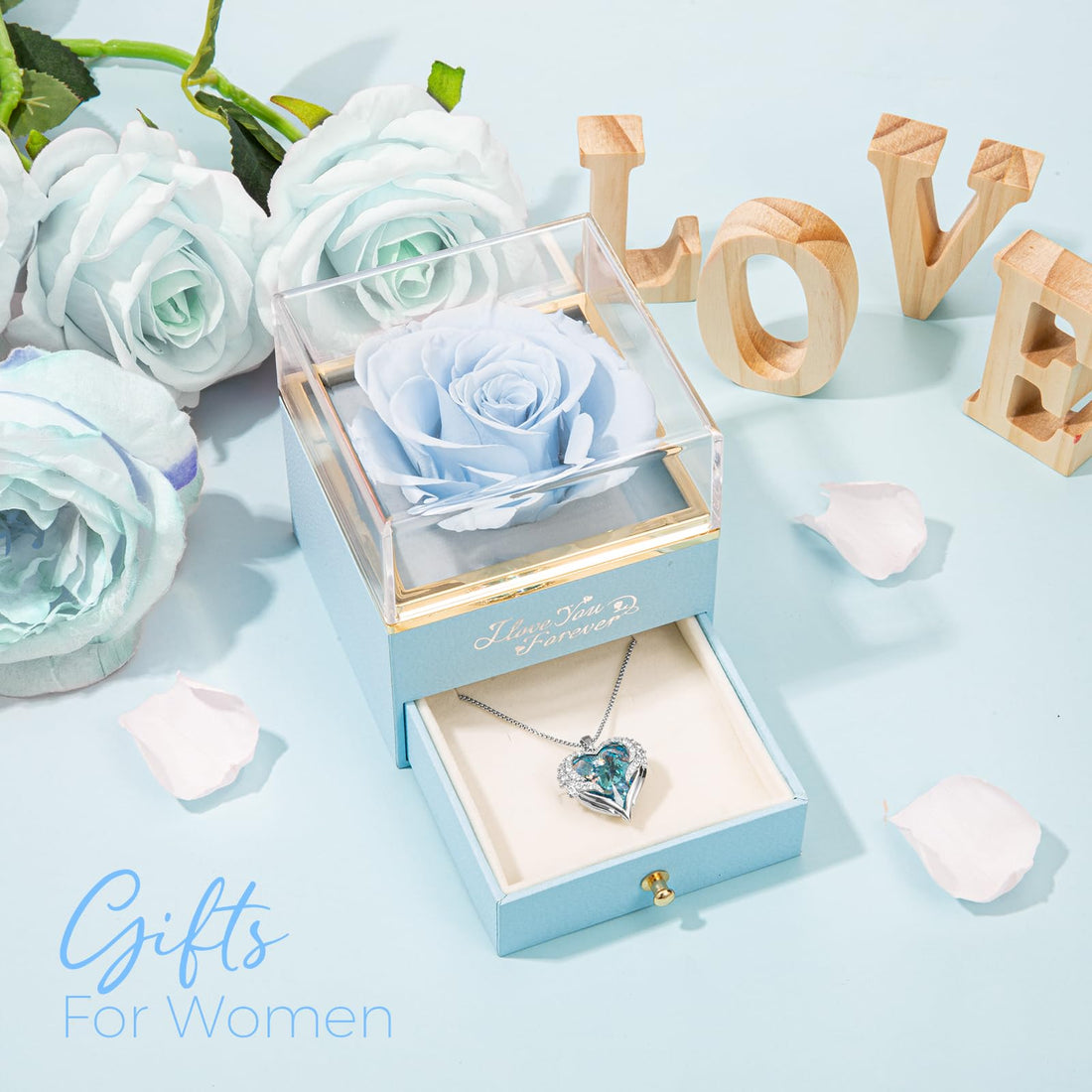 Heart Shaped Necklace--NEWNOVE Preserved Real Purple Rose with Angle Wings Necklace, Valentines Day Flowers Gifts for Mom Grandma Wife Girlfriend, I Love You Gifts for Her, Anniversary or Birthday Gifts for Women, TCoU Recommendations from Amazon Products