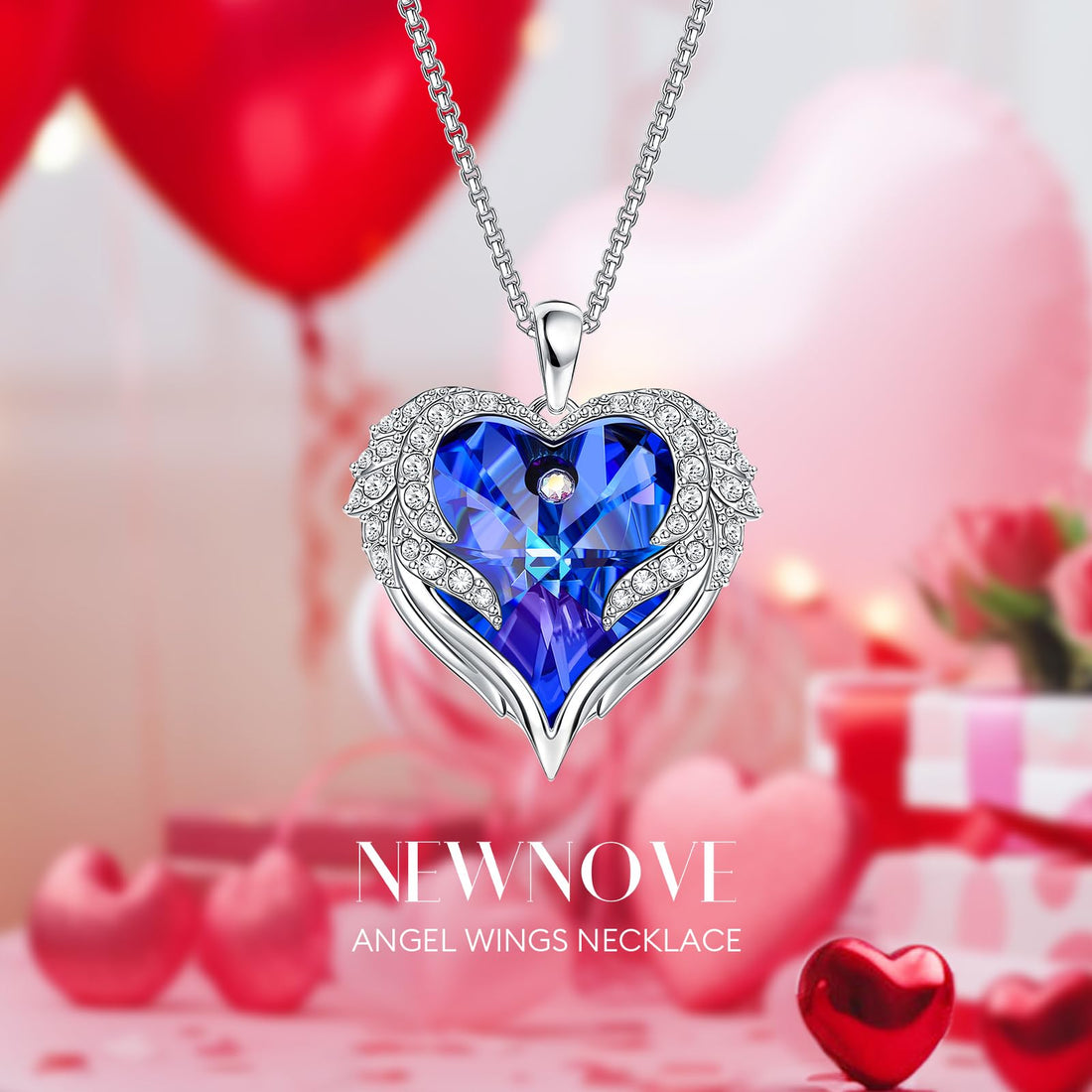 Heart Shaped Necklace--NEWNOVE Preserved Real Purple Rose with Angle Wings Necklace, Valentines Day Flowers Gifts for Mom Grandma Wife Girlfriend, I Love You Gifts for Her, Anniversary or Birthday Gifts for Women, TCoU Recommendations from Amazon Products