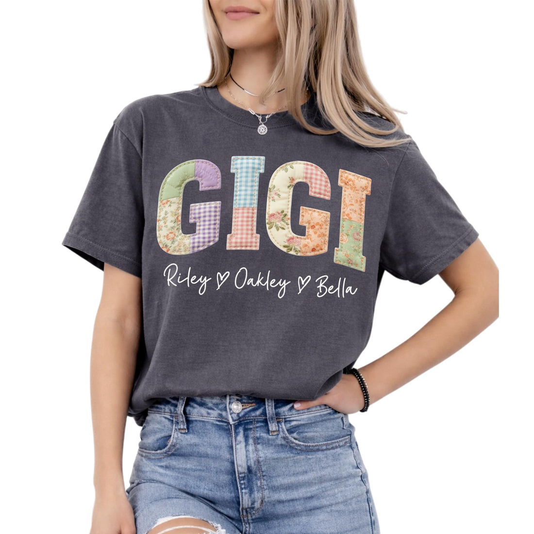 Grandma's -- Mother's Day-Personalized T-shirts--NAZENTI Personalized Gigi Shirt Gifts for Grandma, Custom Grandma Faux Patchwork Shirt with Grandkids Name, TCoU Recommendations from Amazon Products