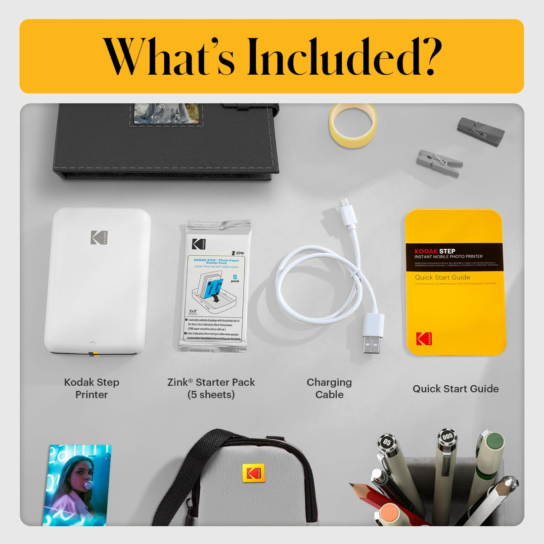 x-Amazon Best Finds - Gifts-electronics -- KODAK Step Instant Photo Printer, Zink 2x3” Color Sticky-Back Photos, Bluetooth Compatible with iOS & Android Devices, Editing App, Blue