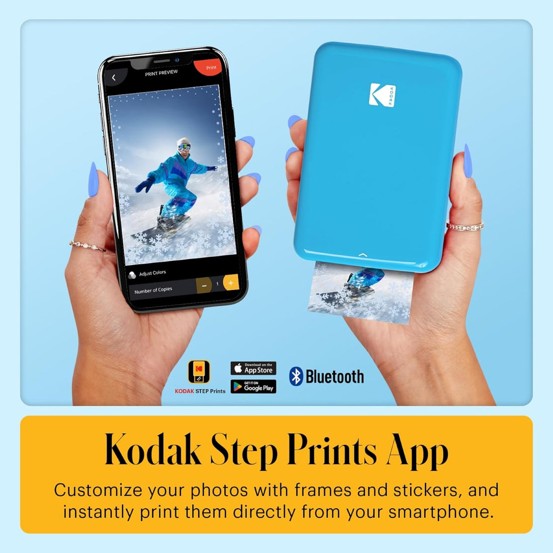 x-Amazon Best Finds - Gifts-electronics -- KODAK Step Instant Photo Printer, Zink 2x3” Color Sticky-Back Photos, Bluetooth Compatible with iOS & Android Devices, Editing App, Blue
