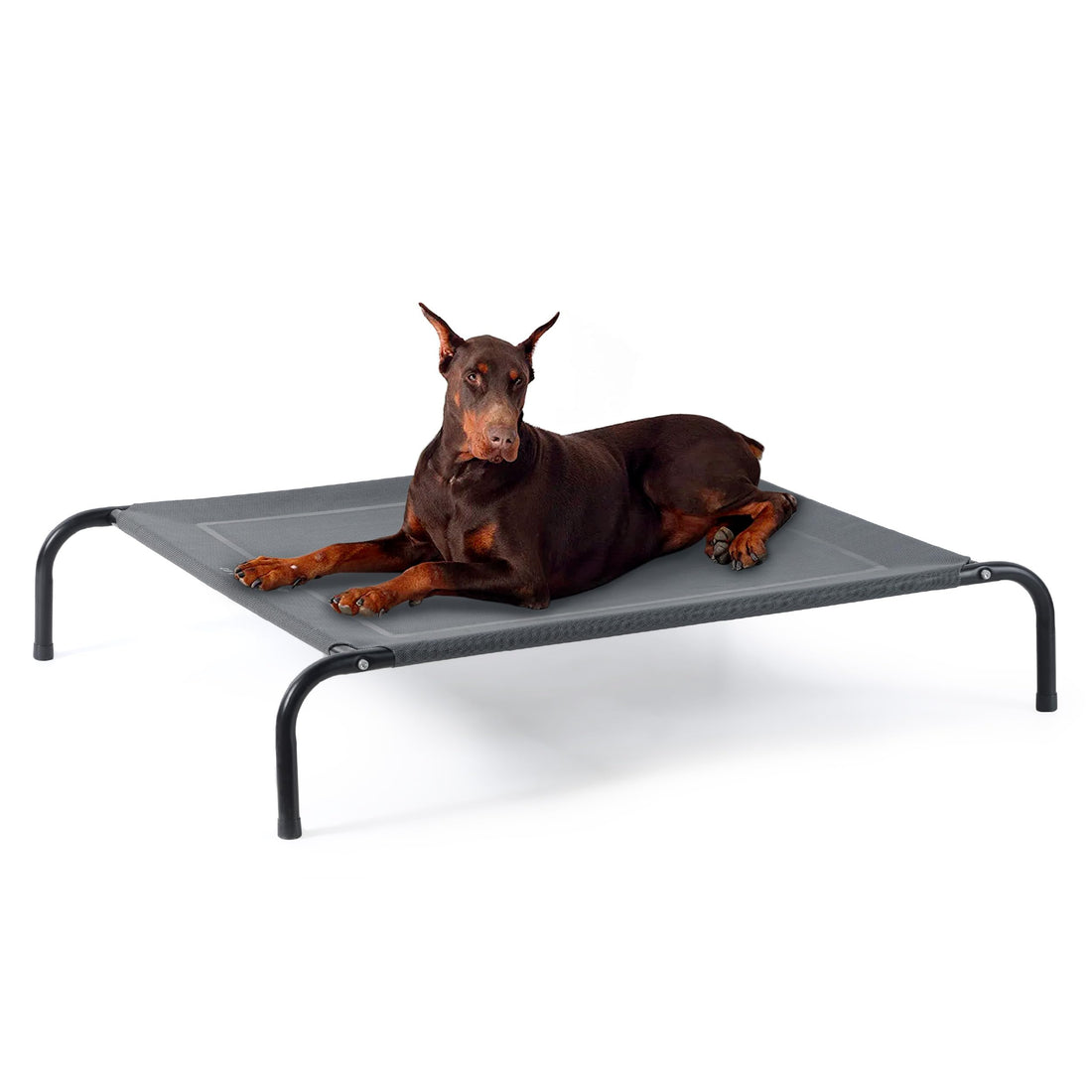 Bedsure Outdoor Elevated Dog Bed Large Sized Dog, Portable Indoor & Outdoor Cooling Raised Cot Pet Hammock Bed with Skid-Resistant Feet, Frame with Breathable Mesh, Grey, 49 inches