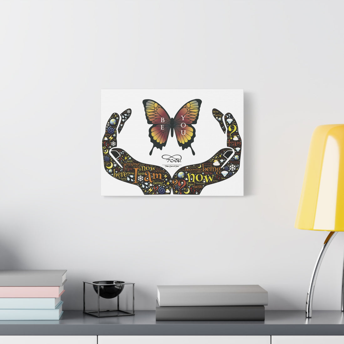 'Be You' -- Butterfly Hands Inspirational Wall Art--Matte Stretched Canvas