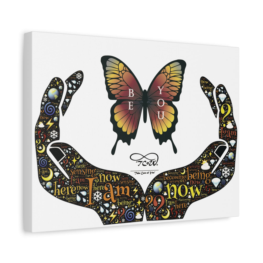 'Be You' -- Butterfly Hands Inspirational Wall Art--Matte Stretched Canvas