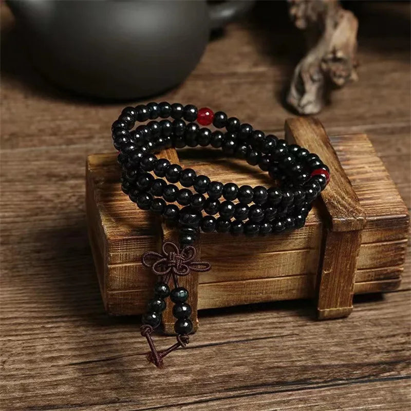 Bracelet - Prayer/Meditation - Natural Sandalwood 108 Prayer Beads, Mala Bracelet Necklace, 6mm Buddhist Buddha Rosary Elastic Wrist Jewelry Luck Amulet
