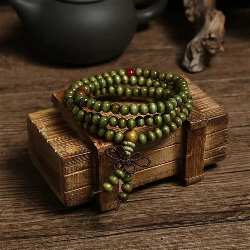 Bracelet - Prayer/Meditation - Natural Sandalwood 108 Prayer Beads, Mala Bracelet Necklace, 6mm Buddhist Buddha Rosary Elastic Wrist Jewelry Luck Amulet