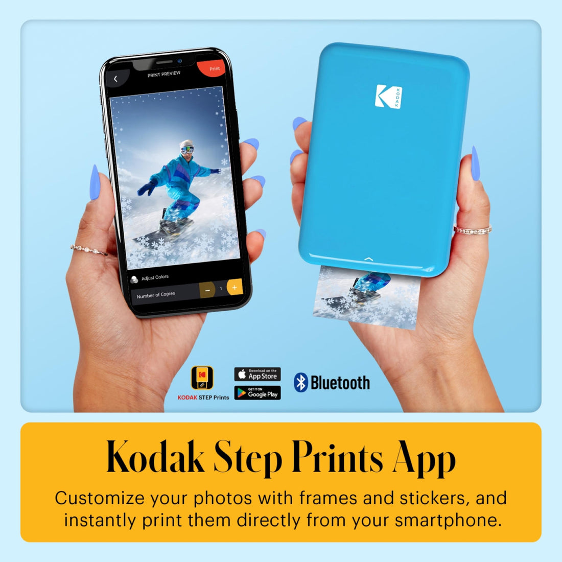 x-Amazon Best Finds - Gifts-electronics -- KODAK Step Instant Photo Printer, Zink 2x3” Color Sticky-Back Photos, Bluetooth Compatible with iOS & Android Devices, Editing App, Blue