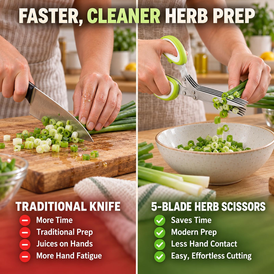 x-Amazon Best Finds - Kitchen -Herb Scissors with 5 Thickened Sharp Blades, Herb Scissors Set，Green