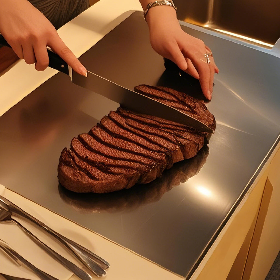 Cutting Board for Kitchen, Food Grade Stainless Steel Cutting Board with Lip, Metal Chopping Board for Meat, Fruits, Vegetables, Bread, and Baking (60 x 40cm/23.6 x 15.7 in),TCoU Recommendations from Amazon Products