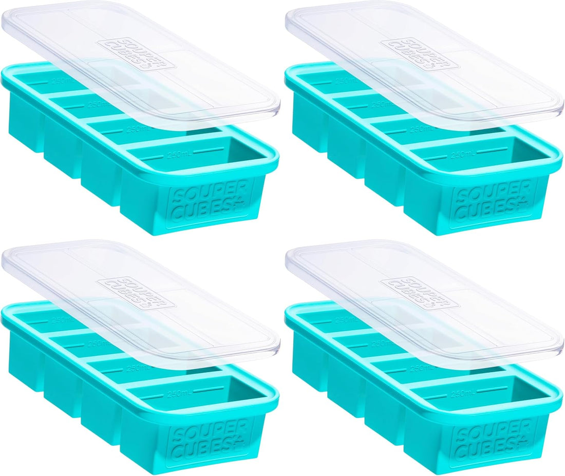 x-Amazon Best Finds - Kitchen -- Souper Cubes 1 Cup Silicone Freezer Molds with Lids, Aqua, 2-Pack