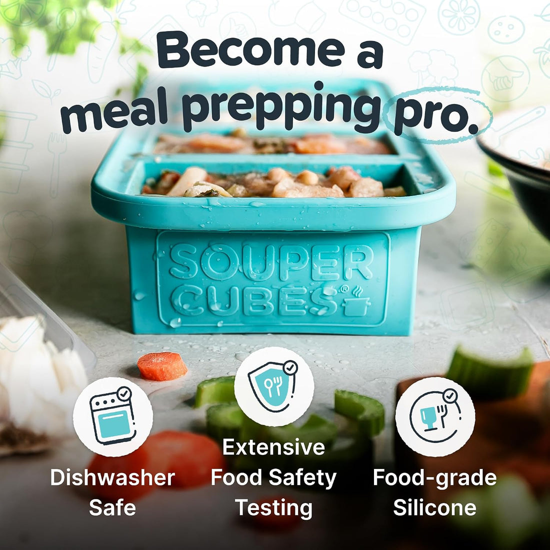 x-Amazon Best Finds - Kitchen -- Souper Cubes 1 Cup Silicone Freezer Molds with Lids, Aqua, 2-Pack